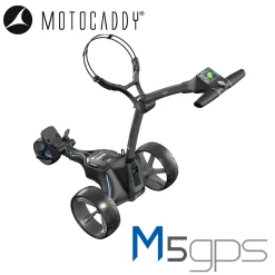 Motocaddy M5 GPS Electric Trolley -Accessories Shop Motocaddy M5 GPS Graphite High Angled