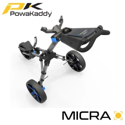 Powakaddy Micra Push Trolley -Accessories Shop Powakaddy Micra Push Black Blue High Angled