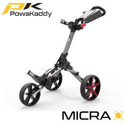 Powakaddy Micra Push Trolley -Accessories Shop Powakaddy Micra Push Black Red Angled