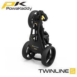 Powakaddy TwinLine 5 Push Trolley 19 Powakaddy TwinLine 5 Push Trolley -Accessories Shop Powakaddy Twinline5 Push Black Folded Angled