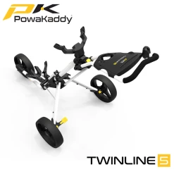 Powakaddy TwinLine 5 Push Trolley 23 Powakaddy TwinLine 5 Push Trolley -Accessories Shop Powakaddy Twinline5 Push White High Angled